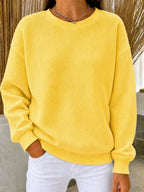 Waffelstrick-Pullover mit Rundhals – Damen