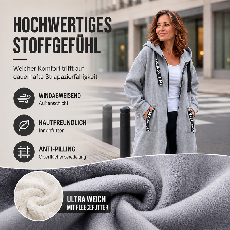 Oversize-Kapuzenmantel mit Fleecefutter – Damen