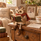 Lesende Eule mit Brille und Buch – Deko-Figur