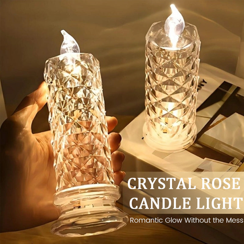LED-Lichthalter Kristallrose aus geschliffenem Glas