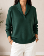 Pullover mit Schalkragen und V-Ausschnitt – Damen