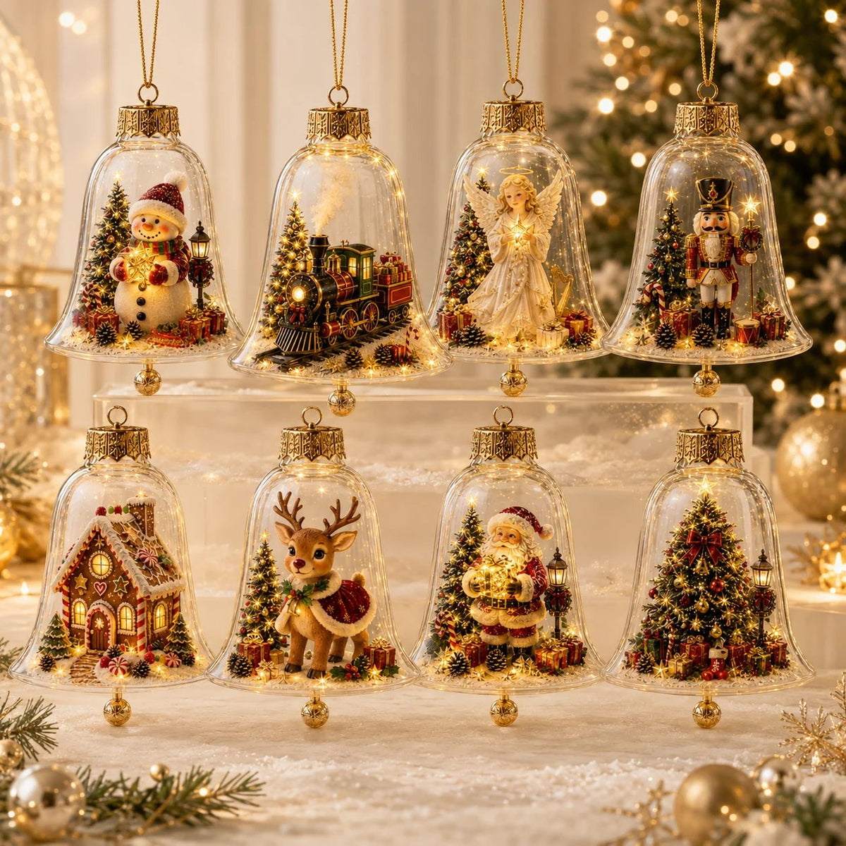 Leuchtende Weihnachtskugel mit Miniaturszene