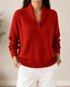 Pullover mit Schalkragen und V-Ausschnitt – Damen