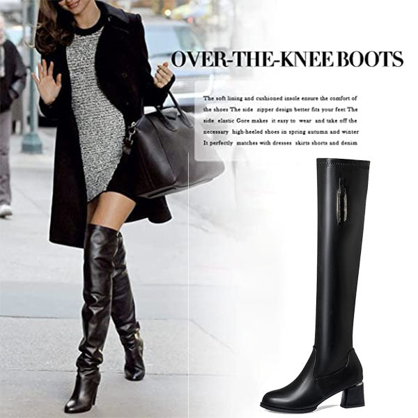 Overknee-Stiefel mit Stretch-Schaft und Reißverschluss – Damen