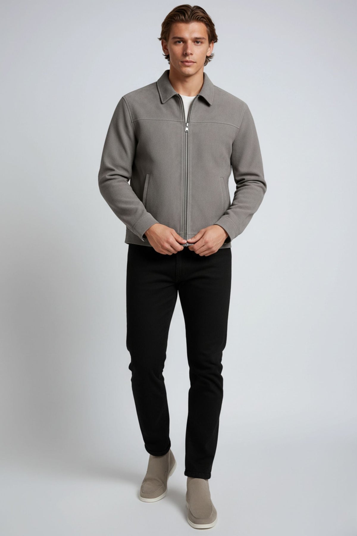 Gray Suede Men's Jacket