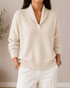Pullover mit Schalkragen und V-Ausschnitt – Damen