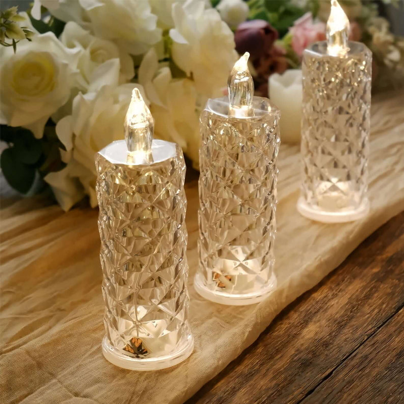 LED-Lichthalter Kristallrose aus geschliffenem Glas