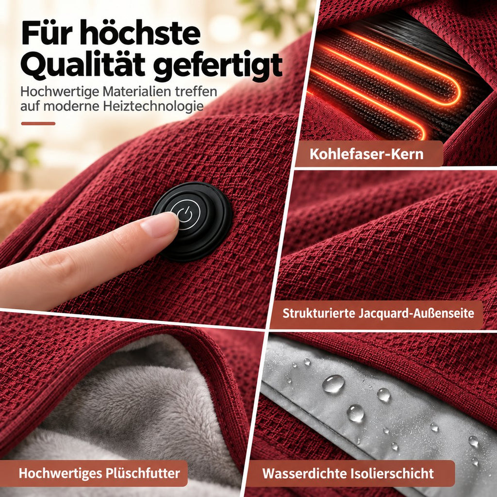 Beheizbarer Kuschelschal – Strick außen, Plüschfutter innen