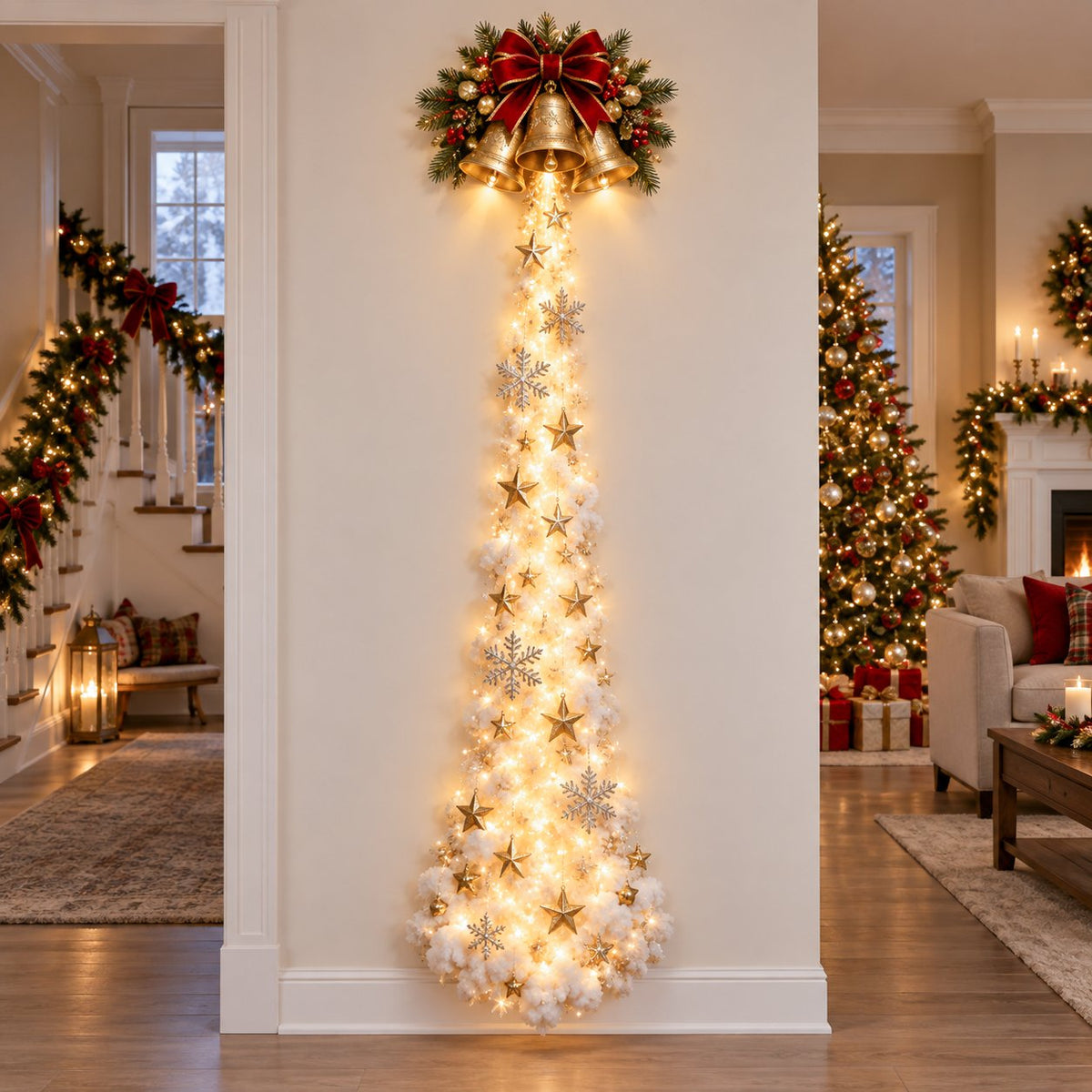 Beleuchtete Weihnachts-Wanddekoration mit Winterszene