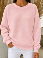 Waffelstrick-Pullover mit Rundhals – Damen