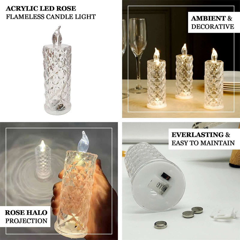 LED-Lichthalter Kristallrose aus geschliffenem Glas
