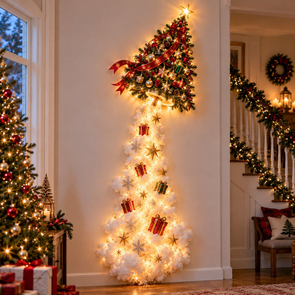 Beleuchtete Weihnachts-Wanddekoration mit Winterszene