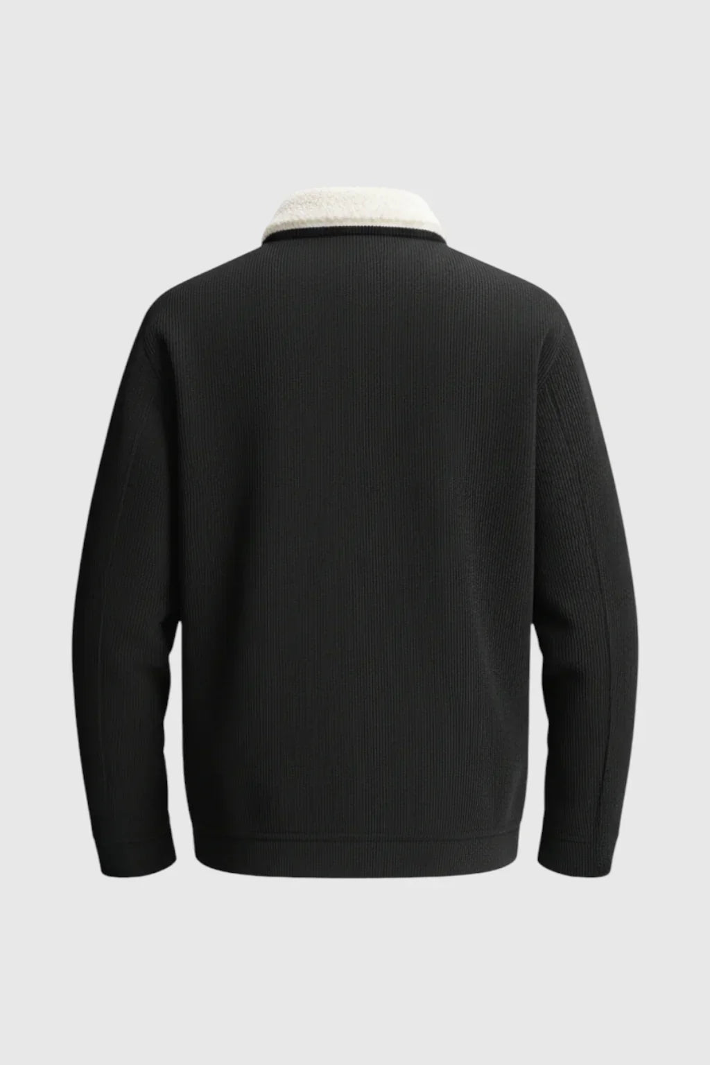 Men's Corduroy Jacket with Sherpa Collar - Black