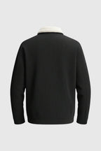 Men's Corduroy Jacket with Sherpa Collar - Black