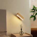 Drehbare Holz-Wandleuchte mit Akku und Touch