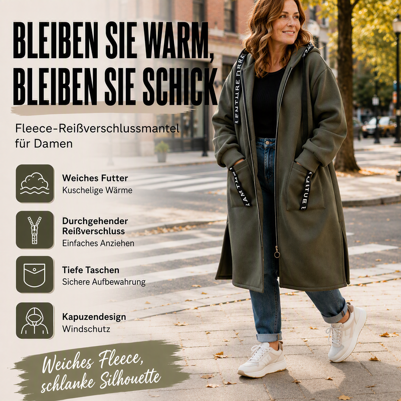 Oversize-Kapuzenmantel mit Fleecefutter – Damen