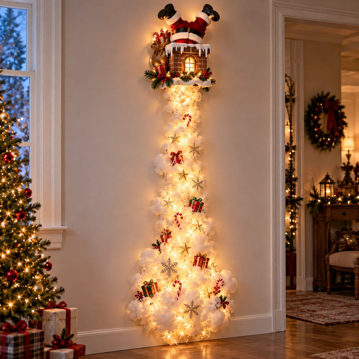 Beleuchtete Weihnachts-Wanddekoration mit Winterszene