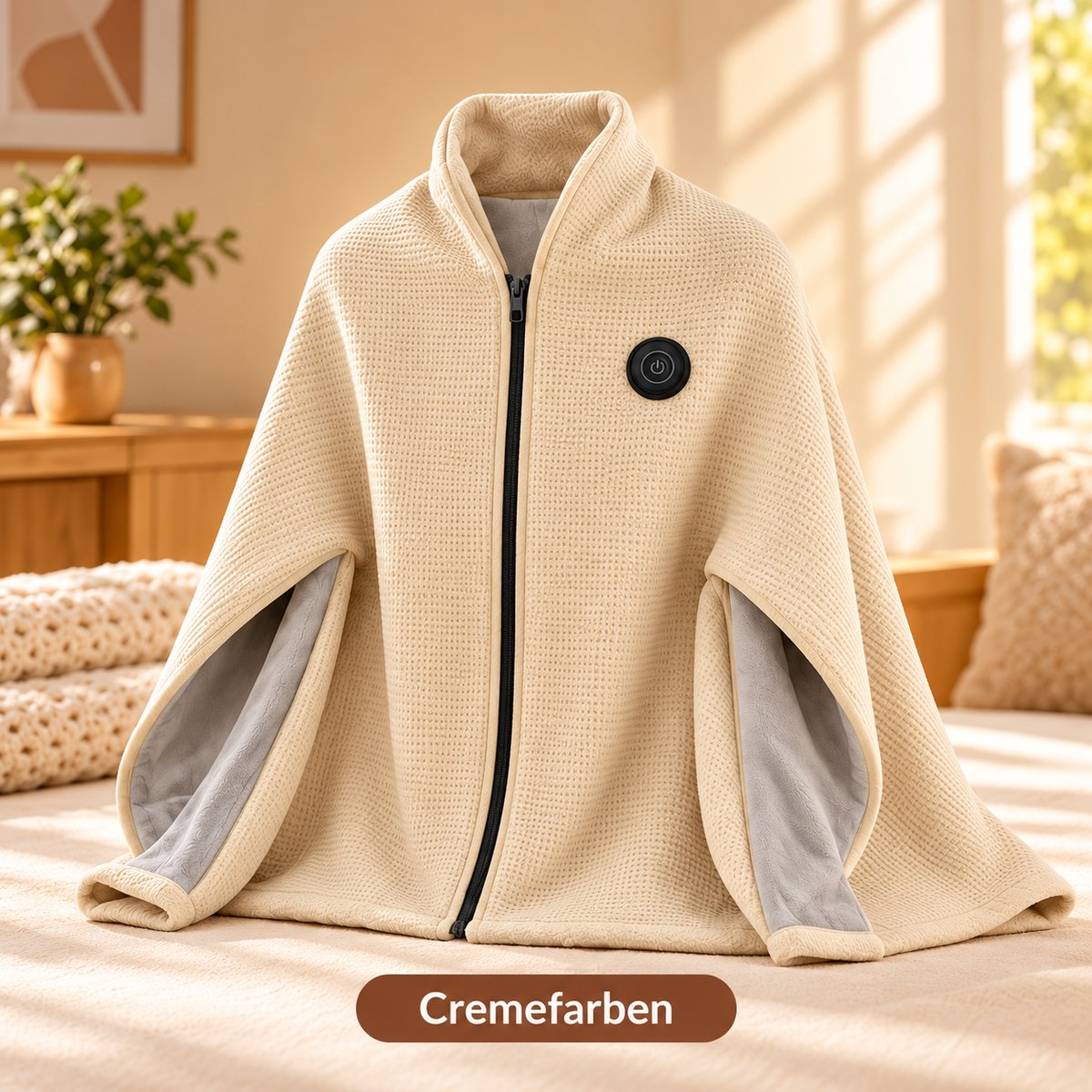 Beheizbarer Kuschelschal in Creme