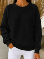 Waffelstrick-Pullover mit Rundhals – Damen