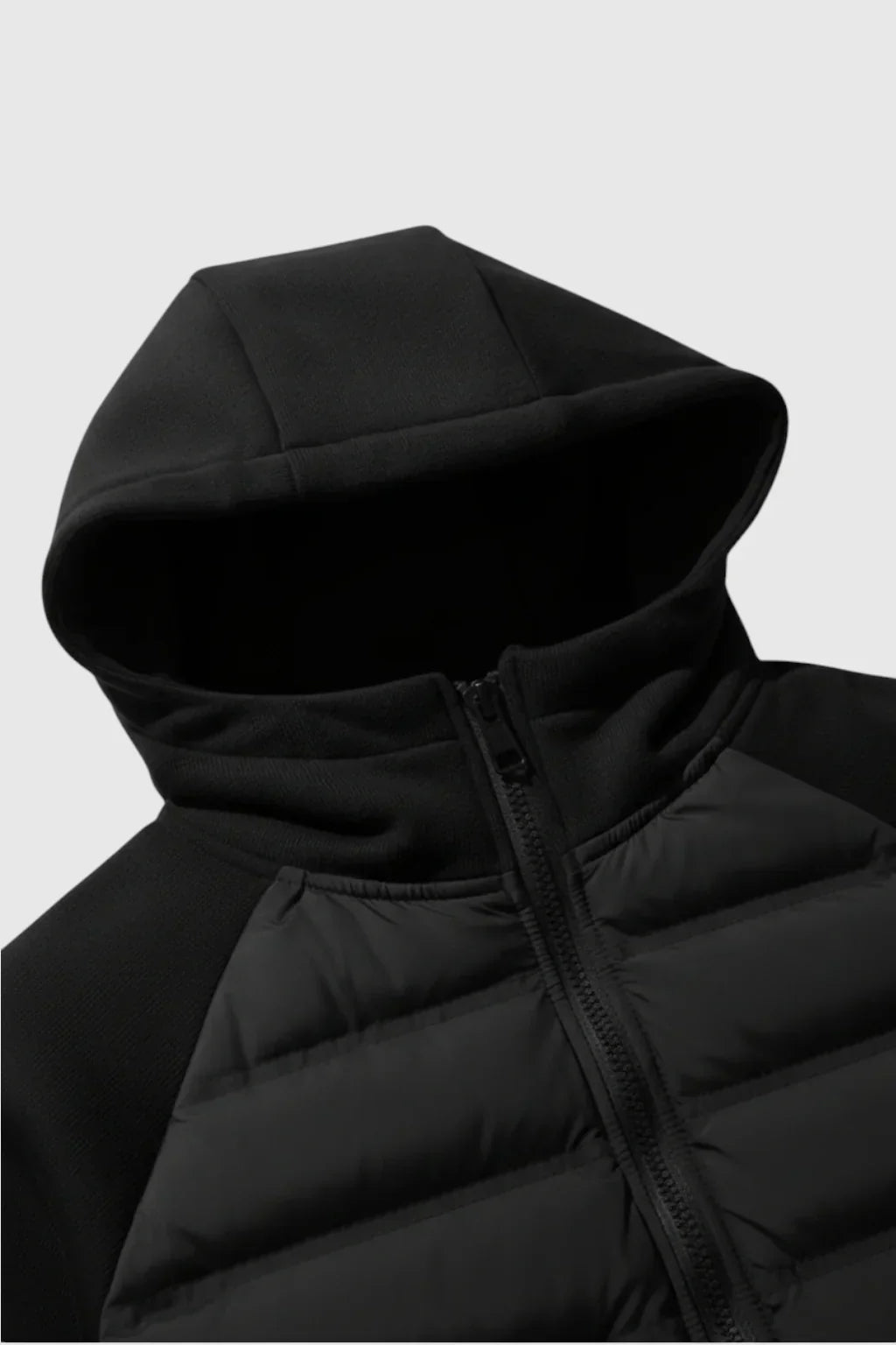 Loose Fit Hooded Down Jacket - Black