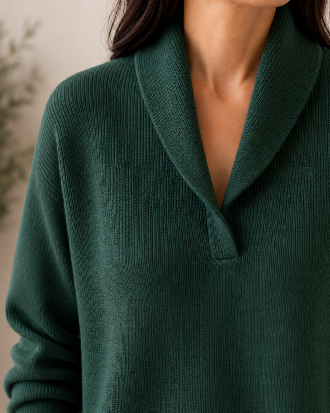Pullover mit Schalkragen und V-Ausschnitt – Damen