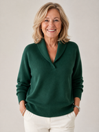 Pullover mit Schalkragen und V-Ausschnitt – Damen