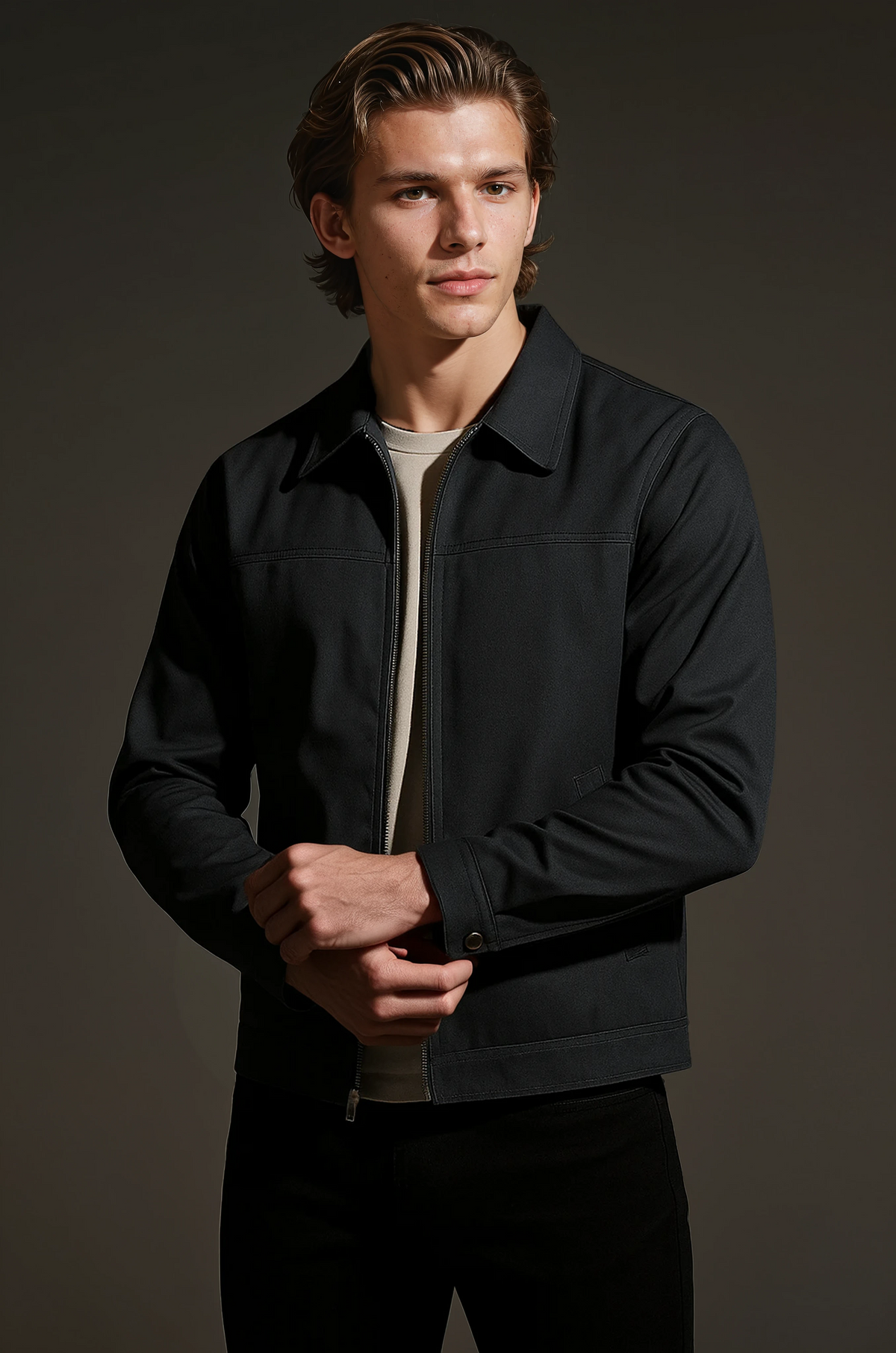 Lightweight Twill Men's Jacket - Dark Grey