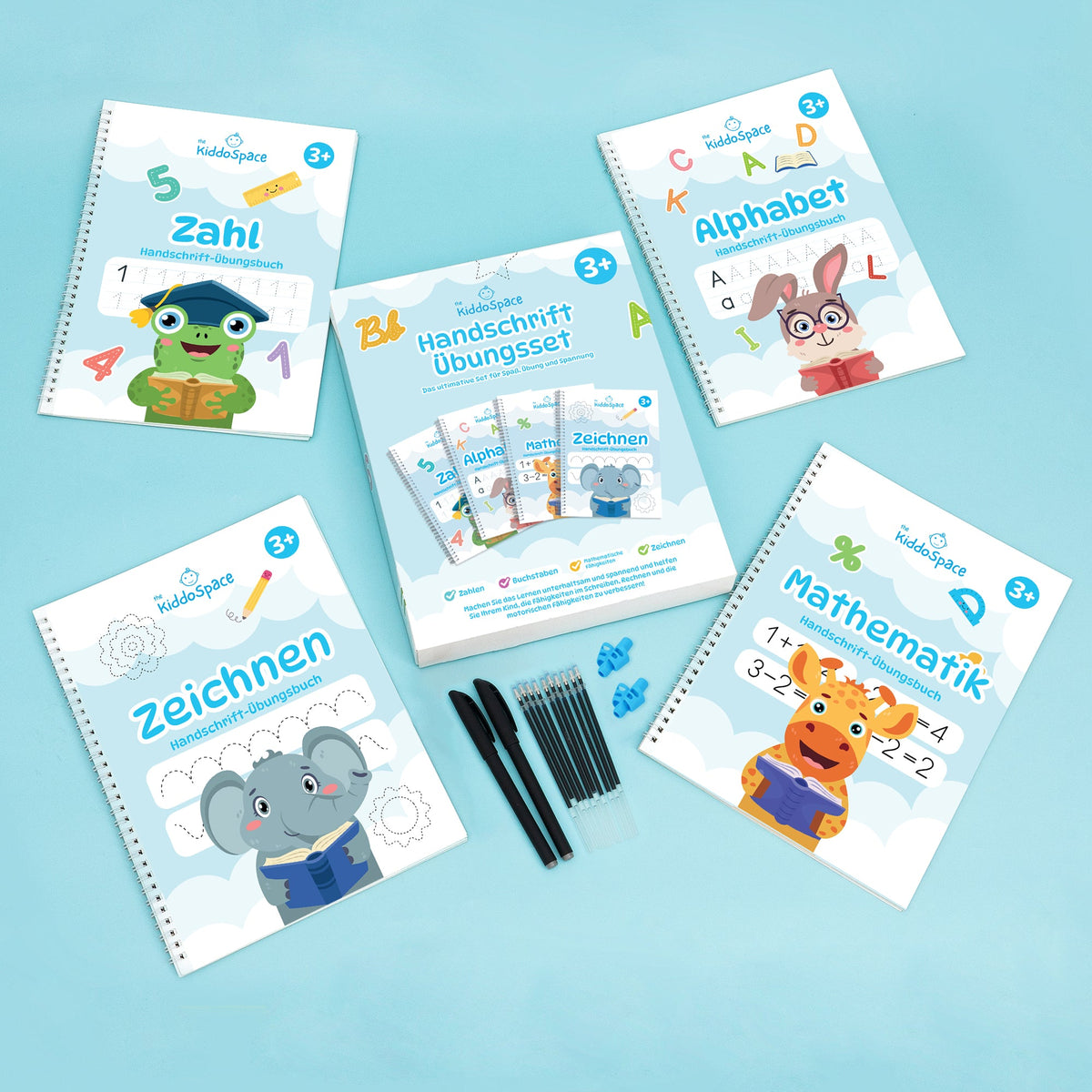 Schreiblern-Set mit Zauberstift – wiederverwendbare Übungshefte für Kinder