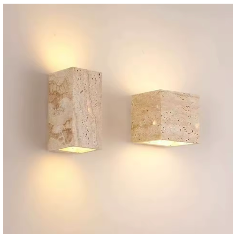 LED-Wandleuchte in Travertinoptik – Licht nach oben & unten