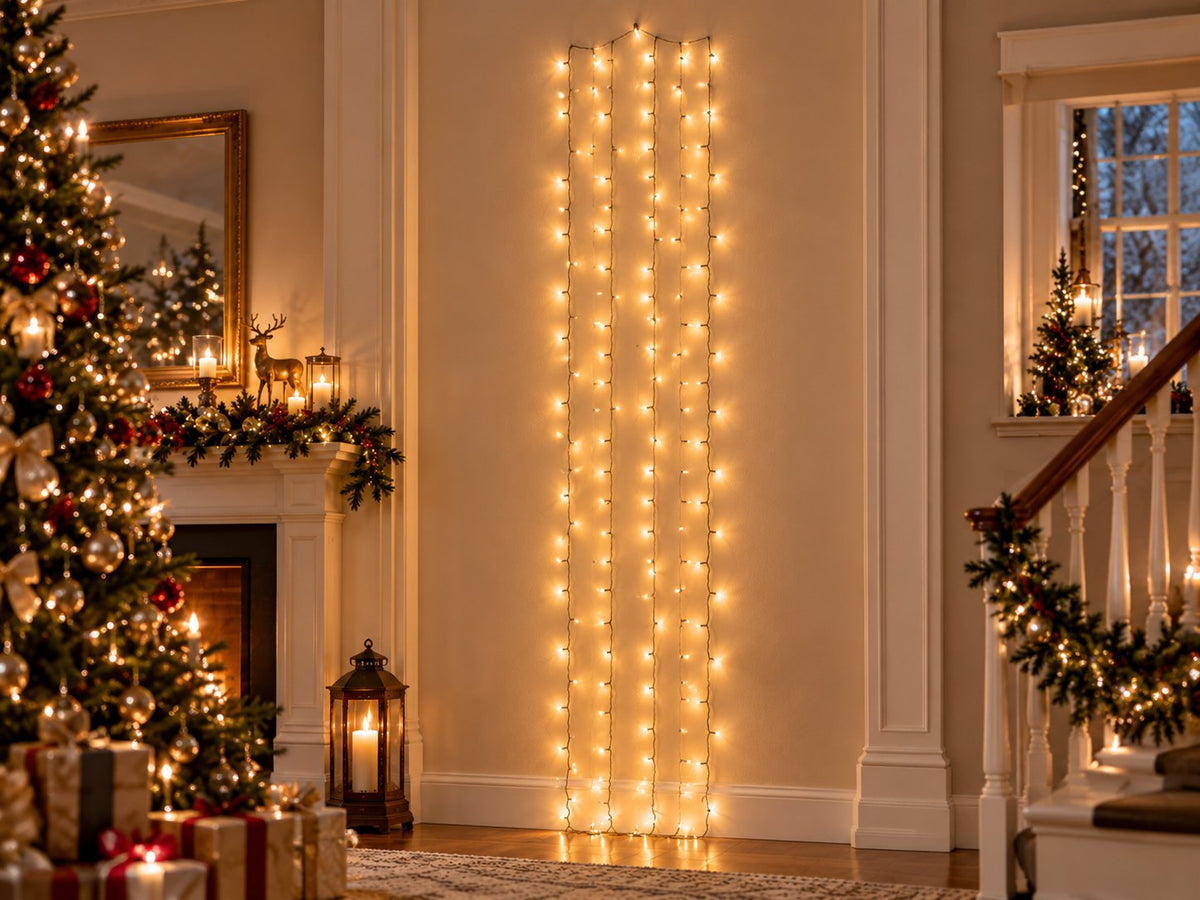 Engel-Wandleuchte mit LED-Sternenregen – warmweiß