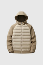 Loose Fit Hooded Down Jacket - Beige