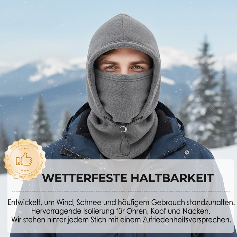 Sturmhaube mit Plüschfutter – Kapuze, Maske und Nackenwärmer in einem