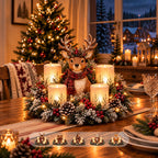 Beleuchtetes Weihnachtsgesteck mit Waldtier und LED-Kerzen