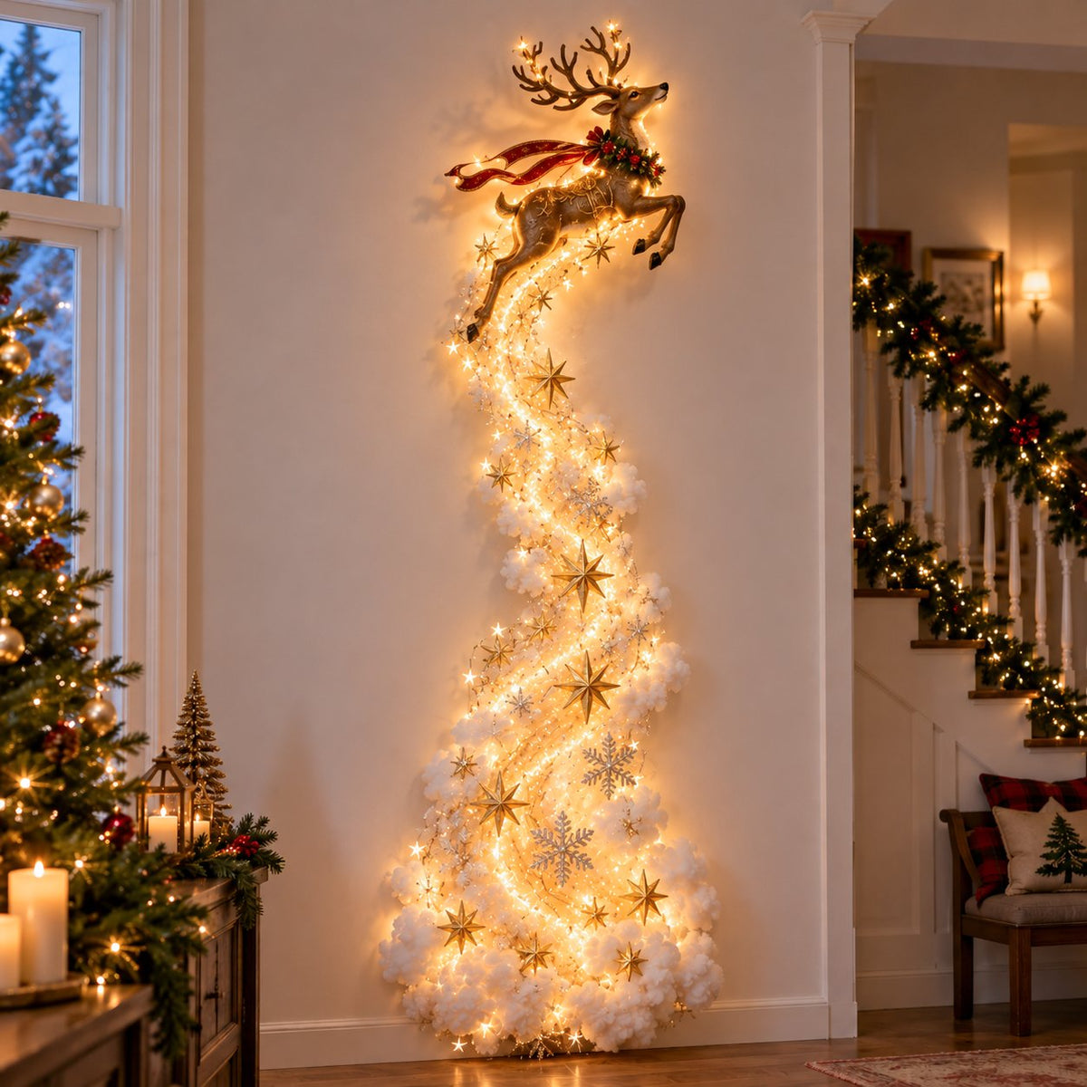 Beleuchtete Weihnachts-Wanddekoration mit Winterszene