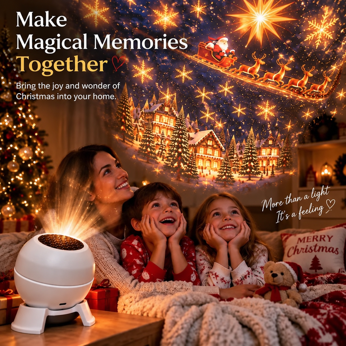 Weihnachtszauber Projektionslicht – Weihnachtsszene an Wand und Decke