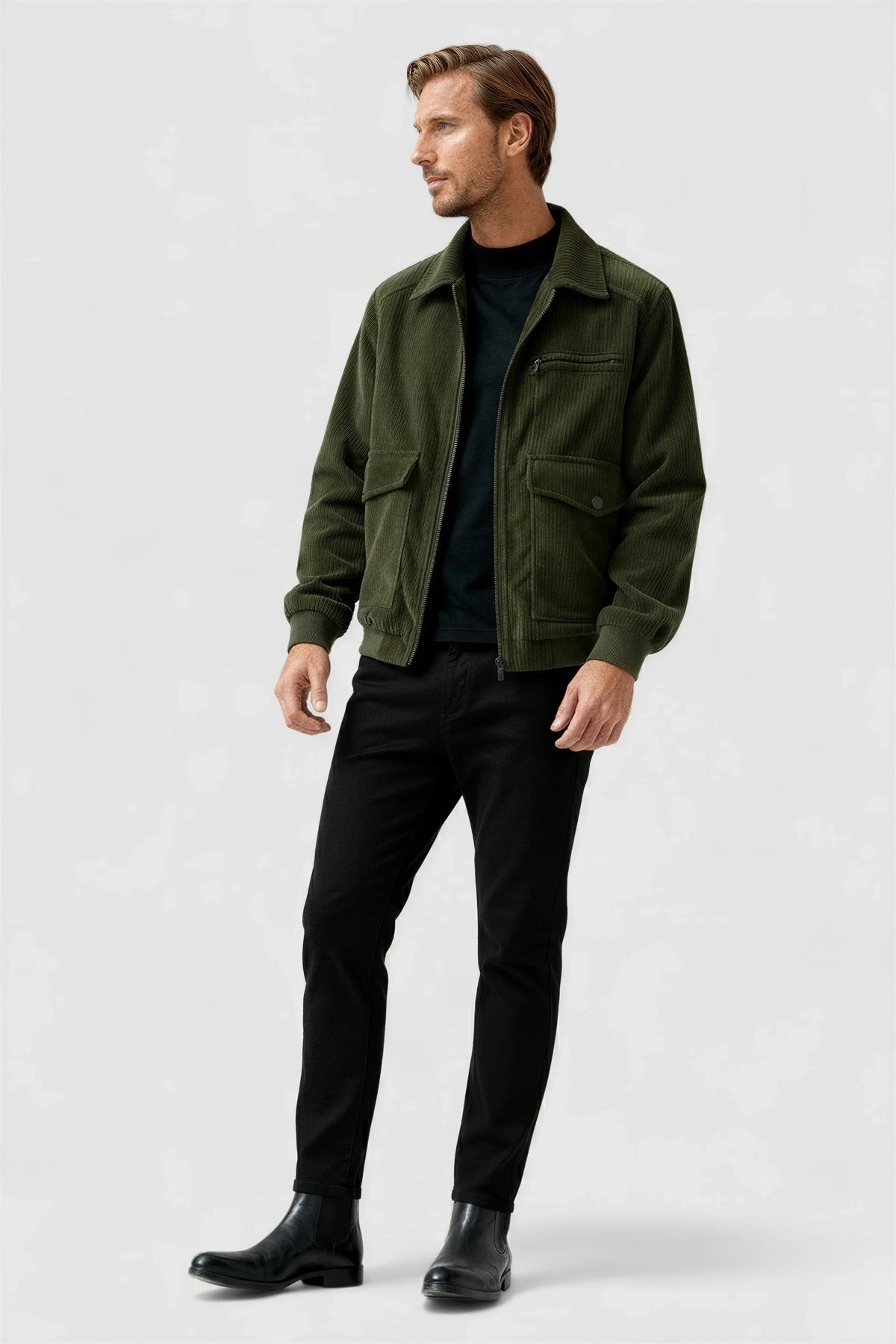 Men's Corduroy Jacket - Army Green