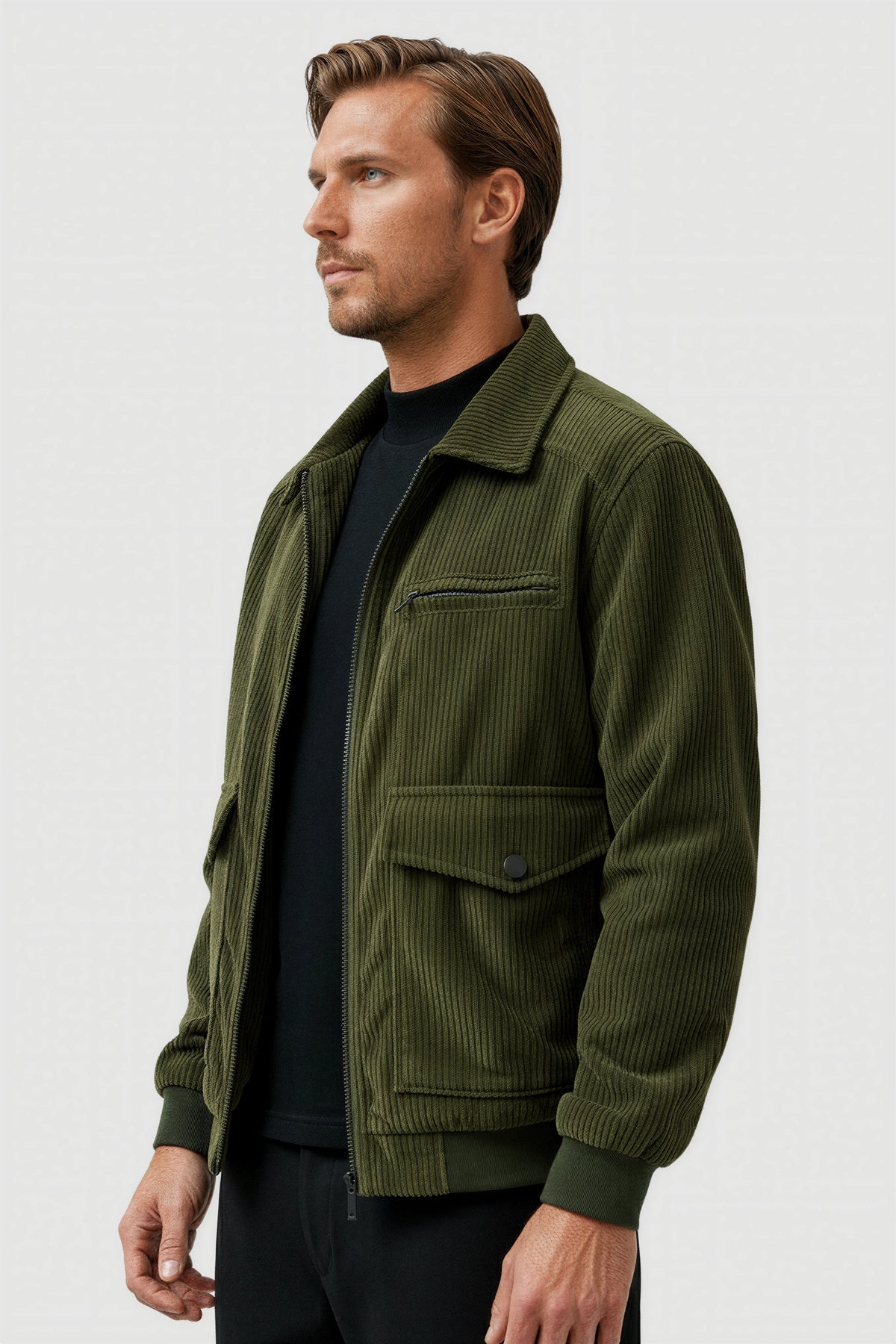 Men's Corduroy Jacket - Army Green