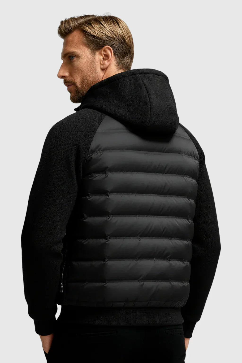 Loose Fit Hooded Down Jacket - Black