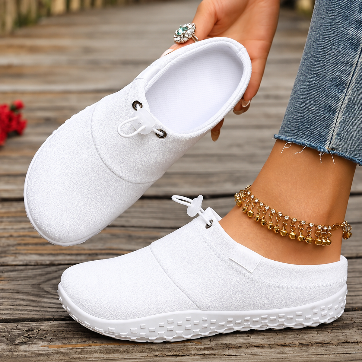 Slip-on-Schuhe mit Zugband und gepolsterter Innensohle – Damen