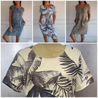 Rundhalskleid mit botanischem Print – Damen