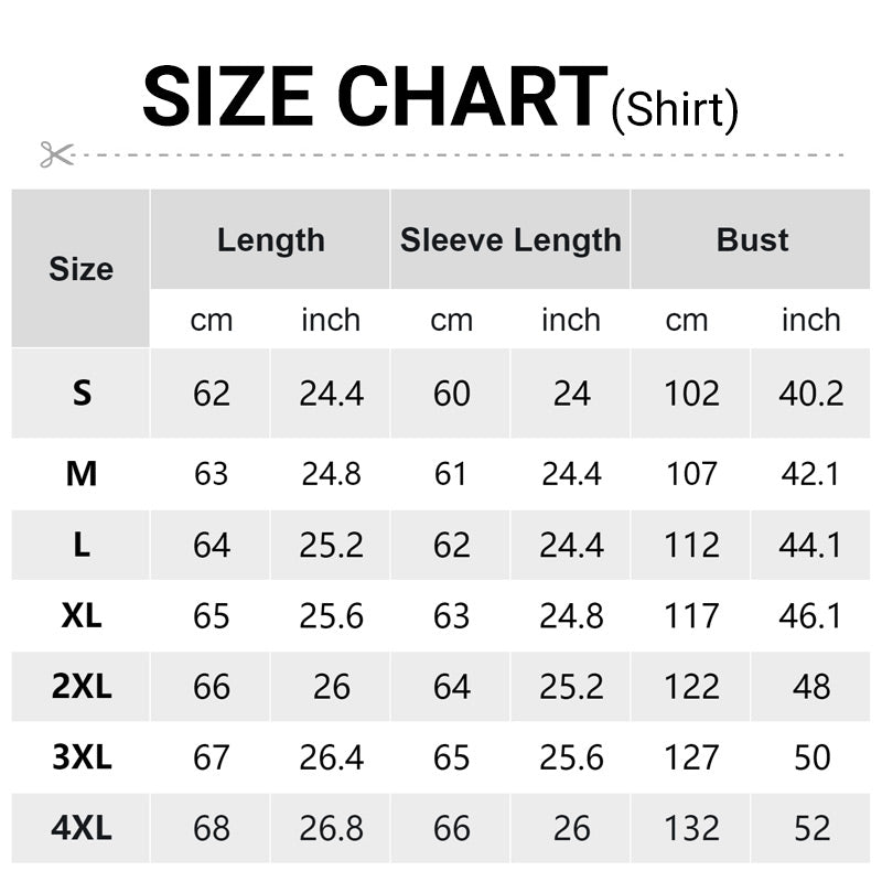 Maßtabelle Sweatshirt in cm
