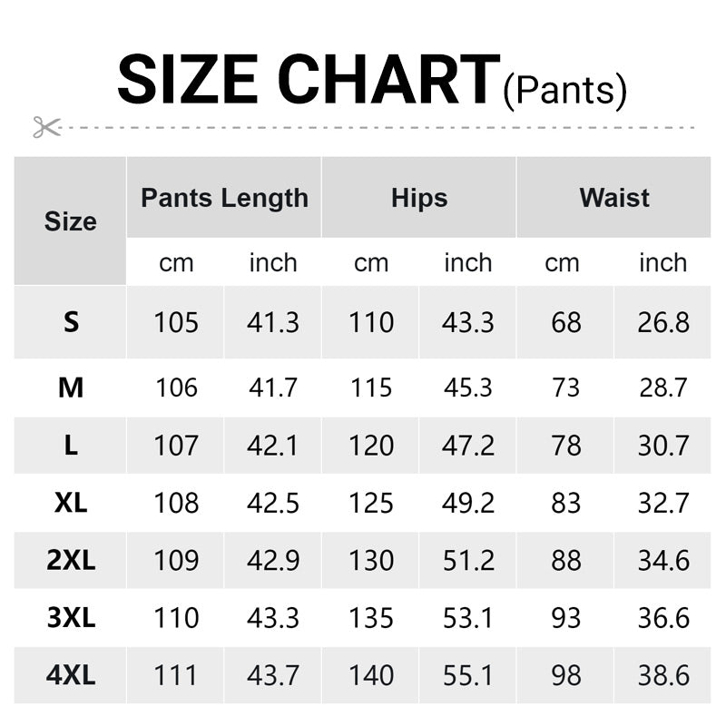 Maßtabelle Hose in cm