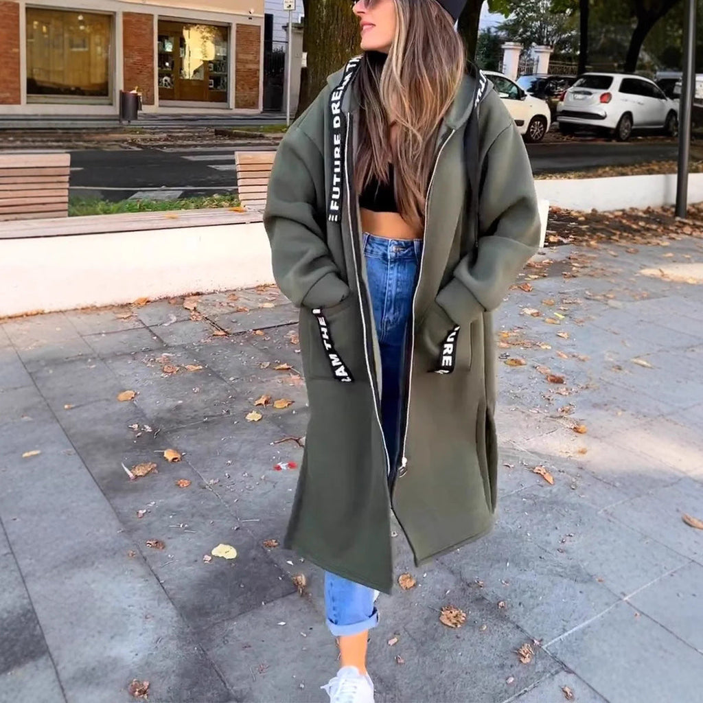 Oversize-Kapuzenmantel mit Fleecefutter – Damen