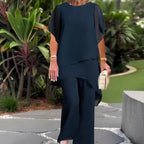 Zweiteiler mit doppellagigem Top und weiter Hose – Damen