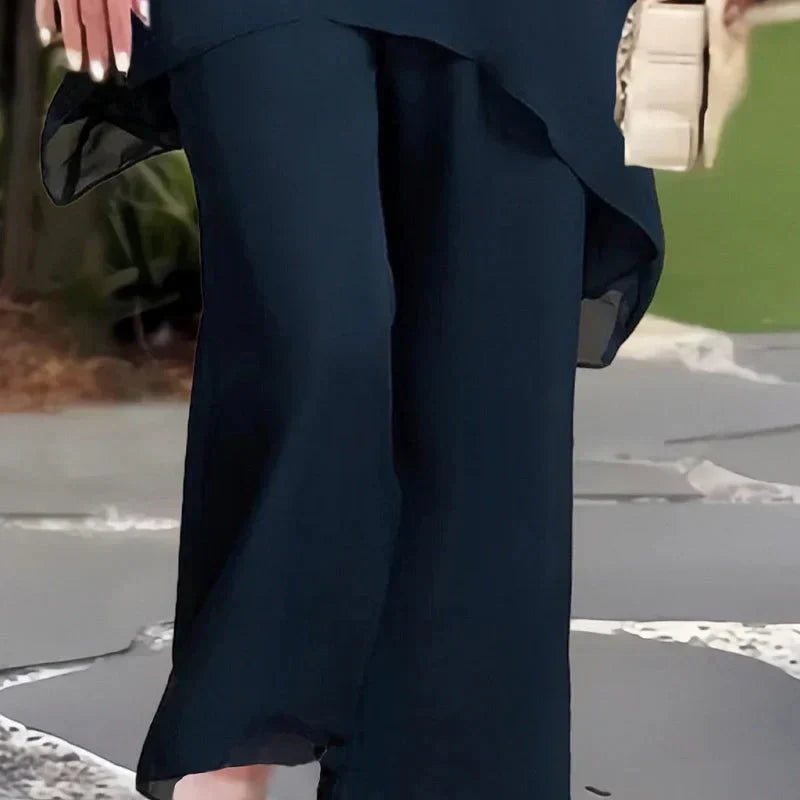 Zweiteiler mit doppellagigem Top und weiter Hose – Damen