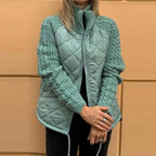 Steppjacke mit Strick-Patchwork – Damen