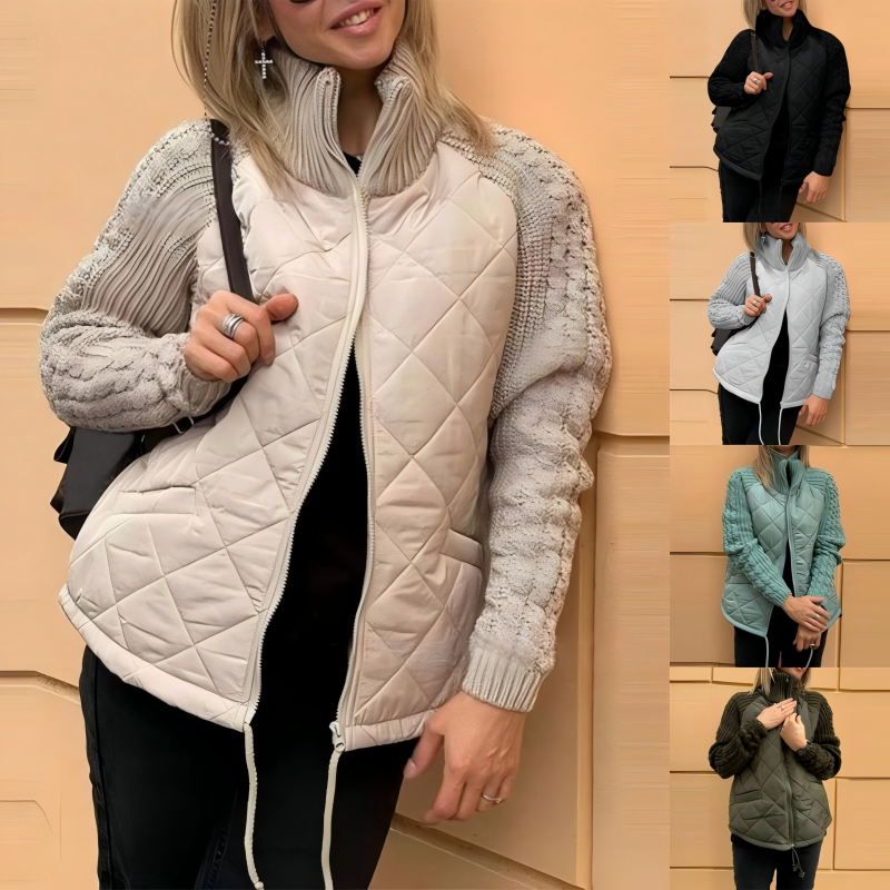Steppjacke mit Strick-Patchwork – Damen