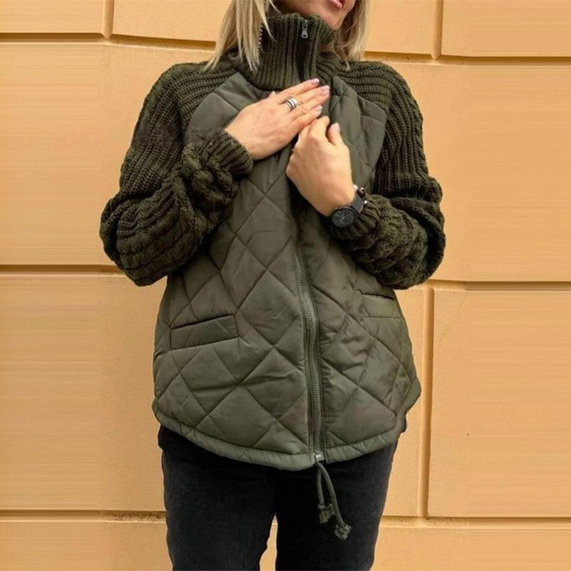 Steppjacke mit Strick-Patchwork – Damen