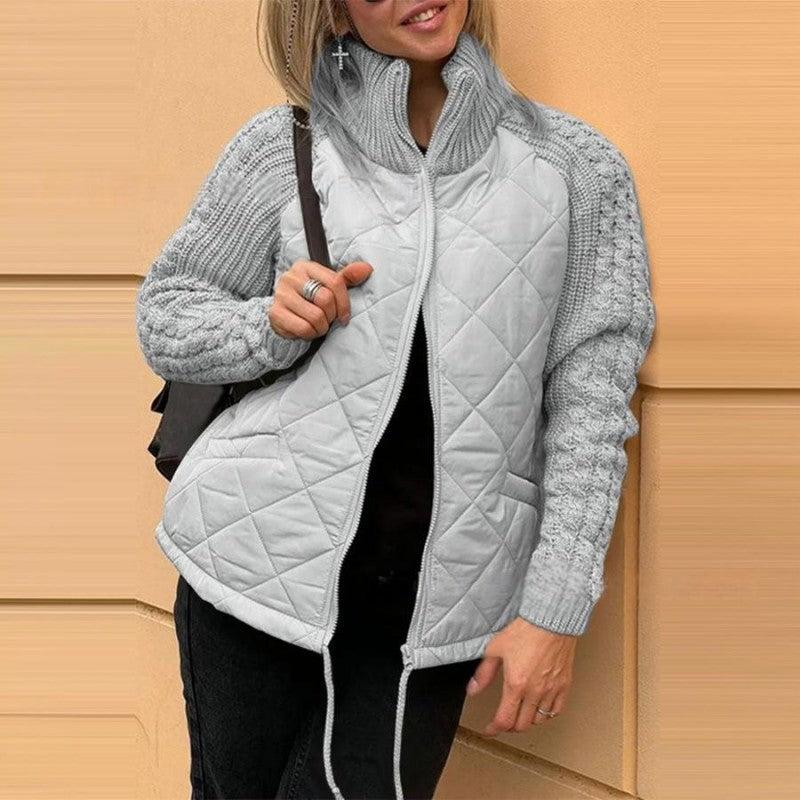 Steppjacke mit Strick-Patchwork – Damen