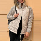 Steppjacke mit Strick-Patchwork – Damen